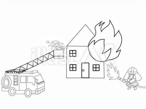 Горящий дом раскраска для детей