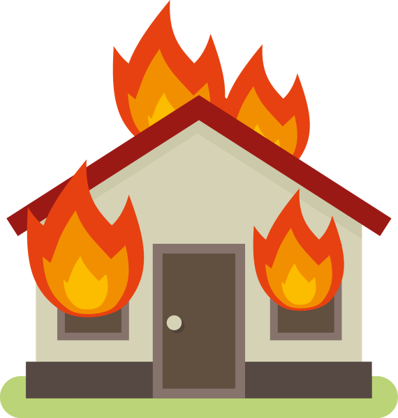 Нарисовать горящий дом