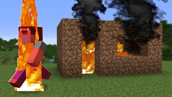 Сгоревший дом в МАЙНКРАФТЕ