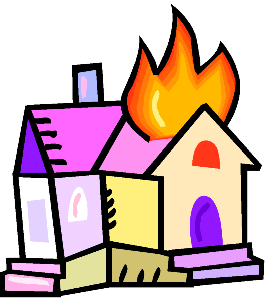 Нарисовать дом с огнем