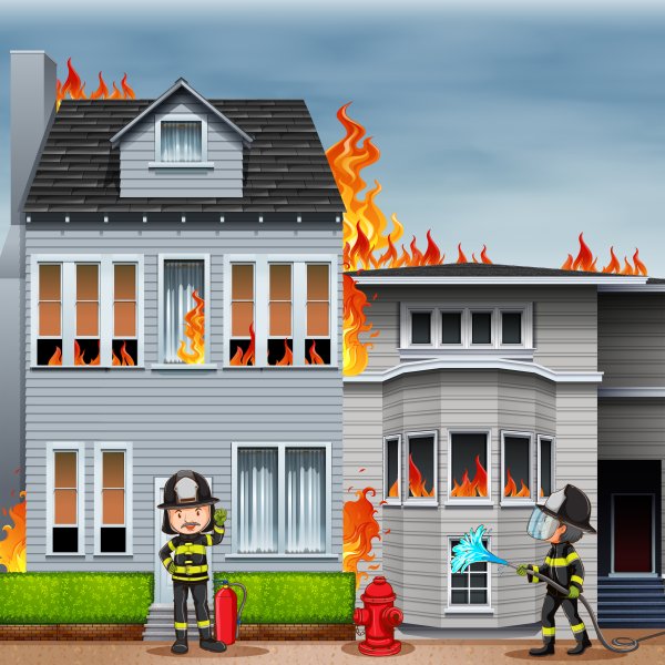 Макет домики с огнем для детей