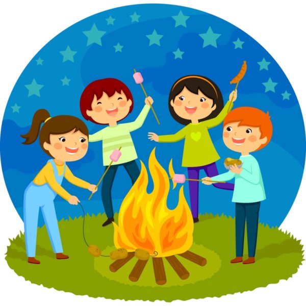 Дети вокруг костра