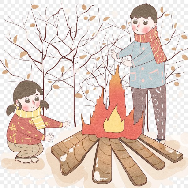 Руки греются у костра