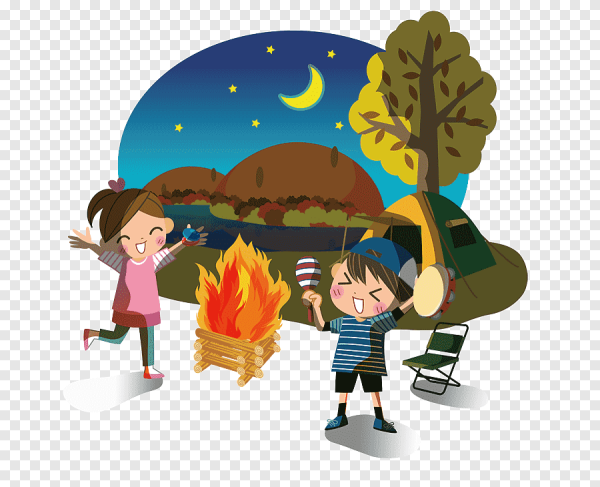 Дети у костра иллюстрация