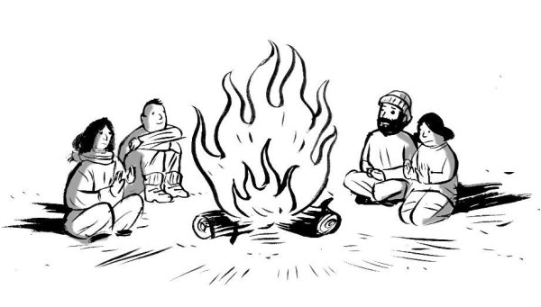 Рисунок на тему у костра