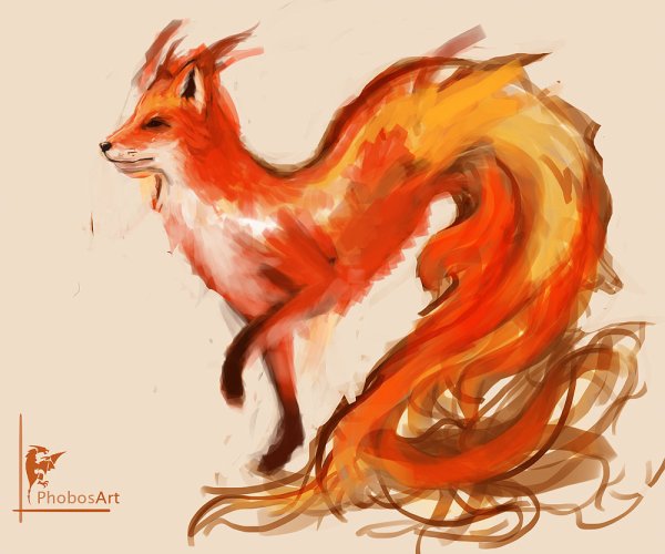 Огненная лиса с крыльями