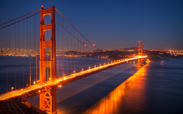 Золотые ворота мост Сан-Франциско вечером