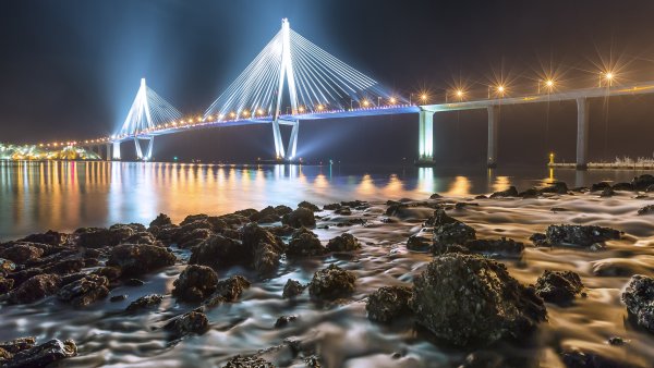 Ночной Владивосток мосты 1920х1080