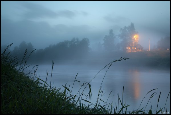 Туман река ночь