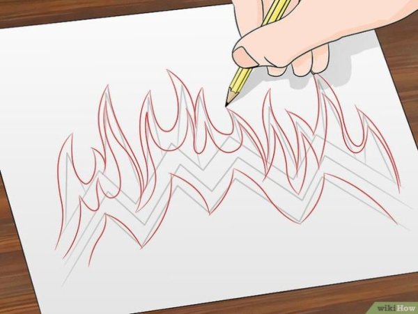 Рисунок огня для срисовки