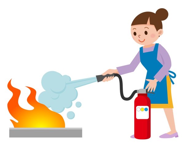 Тушение пожара на белом фоне