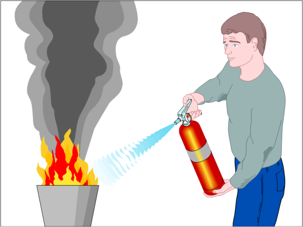 Человек с огнетушителем