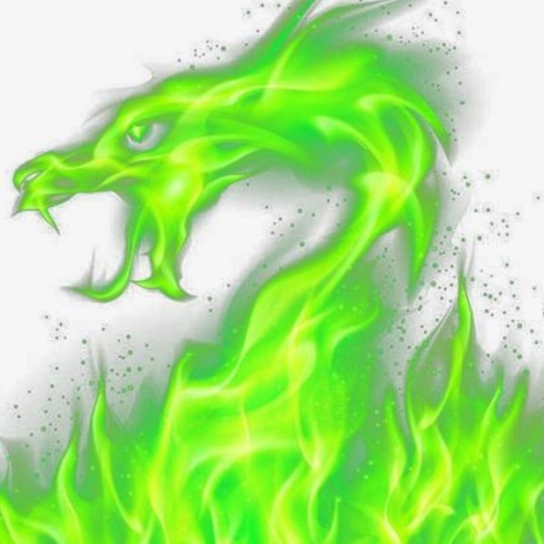 Зеленый огонь на белом фоне