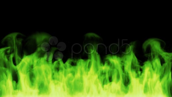 Зеленое пламя на черном фоне
