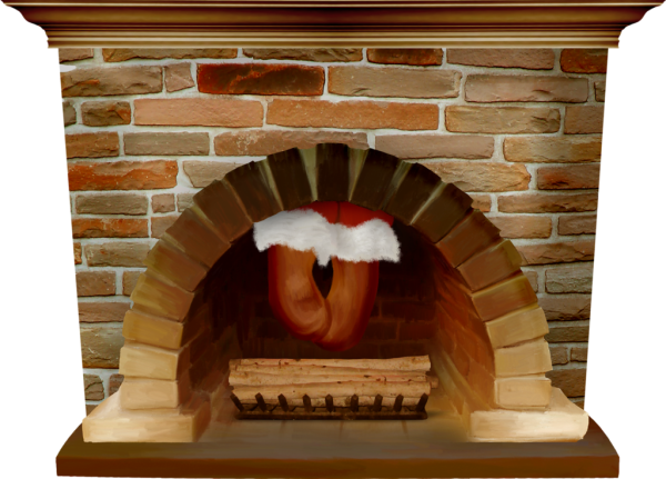 Кирпичный камин на прозрачном фоне