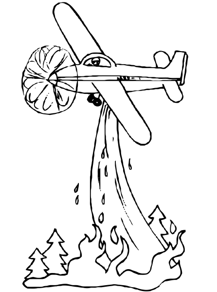 Пожарный самолет раскраска для детей 4-5 лет