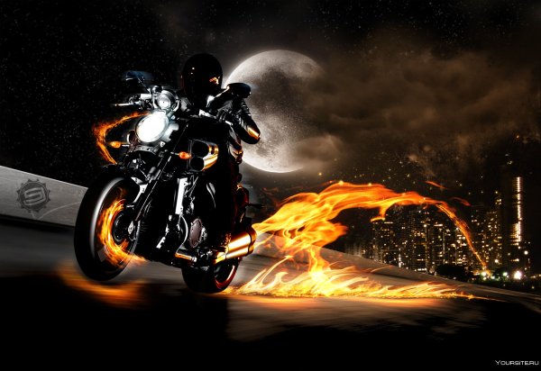 Мотоцикл в огне