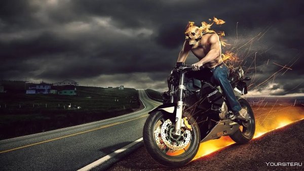 Байкер в огне