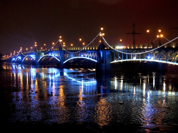 Троицкий мост в Санкт-Петербурге новый год