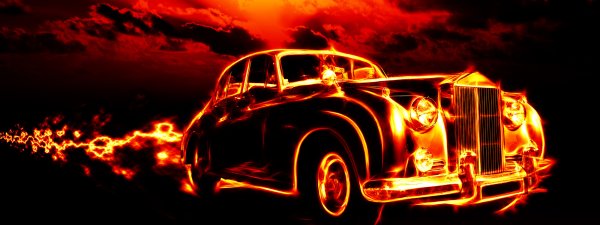 Ретро авто с огнем