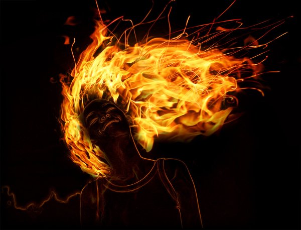 Волосы под огонь черные