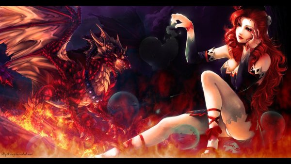 Рыжая девушка и дракон