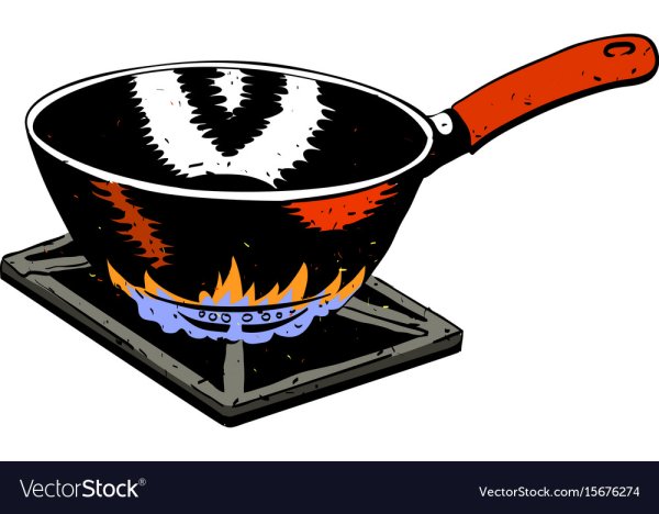 Сковородка на огне вектор