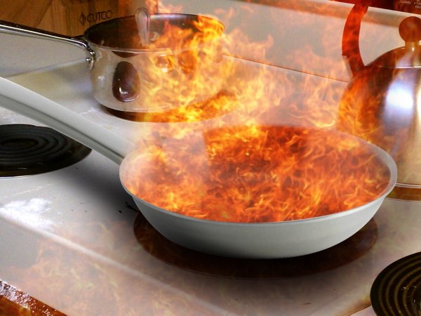 Горящая сковорода