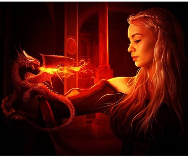 Огненный дракон и девушка