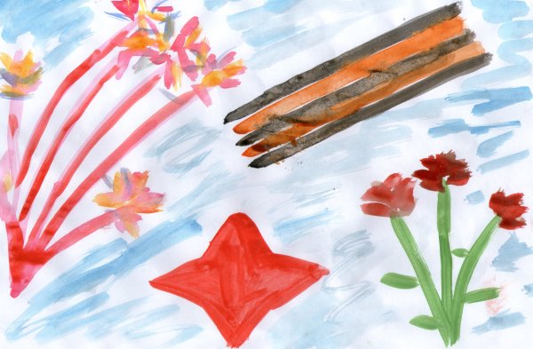 Рисование Георгиевская лента в старшей группе