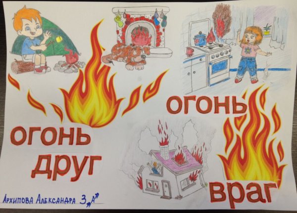 Плакат огонь друг огонь враг