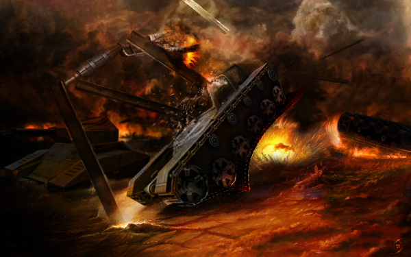 Горящий танк арт