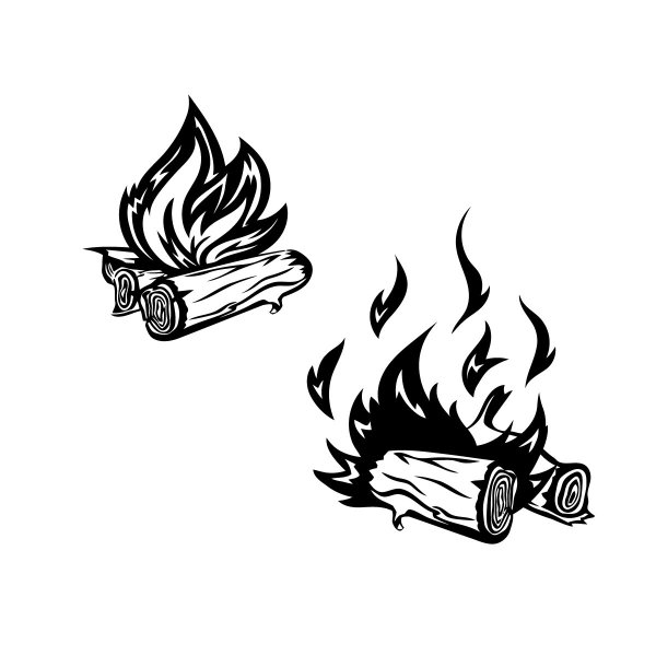 Трафарет дрова для костра