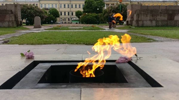 Вечный огонь на Марсовом поле в Санкт-Петербурге