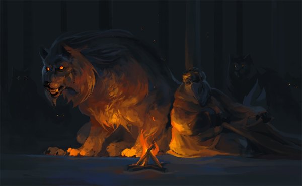 Огненный медведь фэнтези арт