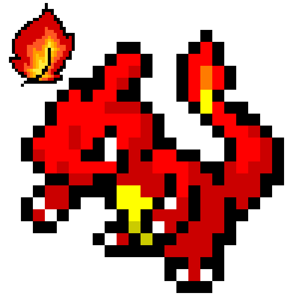 Пиксель арт Огненный дракон