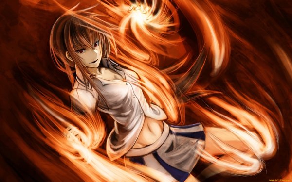 Аниме девушка с магией огня