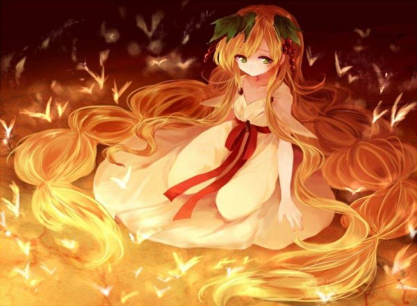 Аниме девушка с огненными волосами