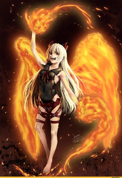 Аниме девушка огонь