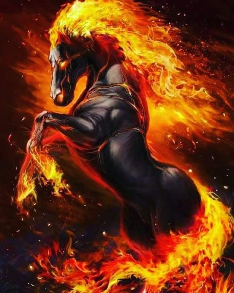 Черный конь с огненными глазами