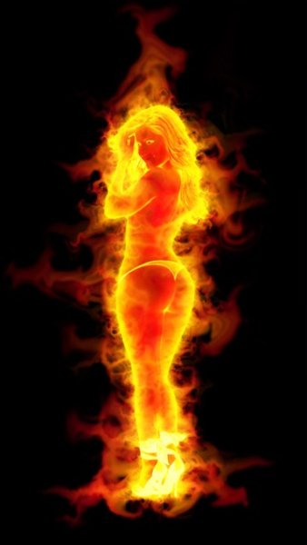 Огненная женщина силуэт