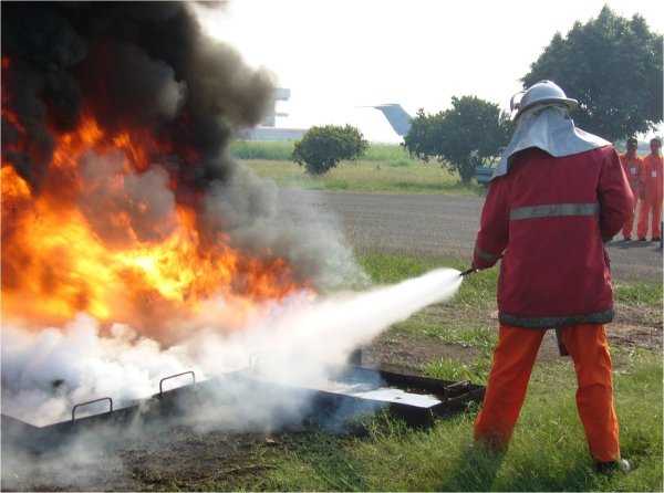 Тушение пожара огнетушителем