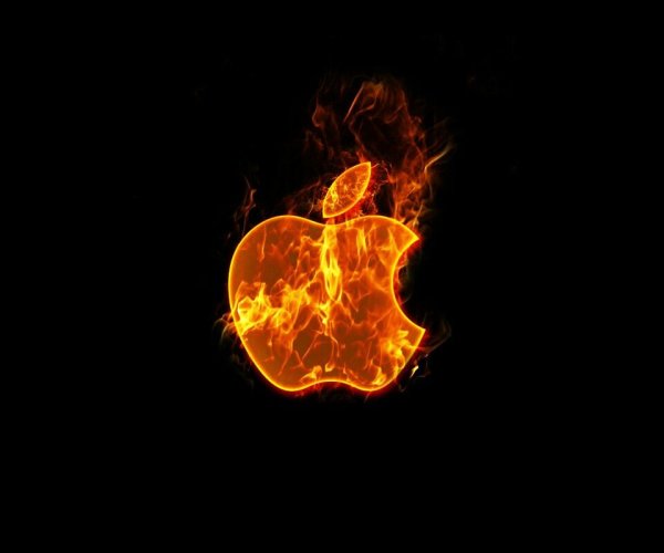 Смайлик огонь на черном фоне