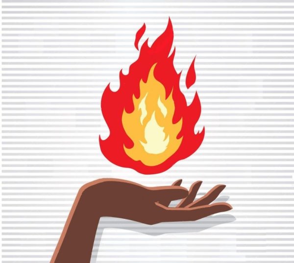 Нарисовать огонь на руке