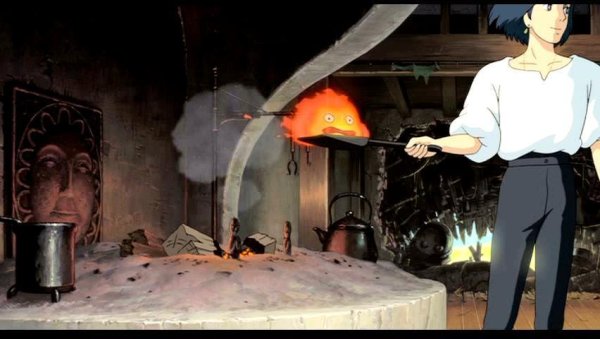 Ходячий замок Хаула кадры Кальцифер