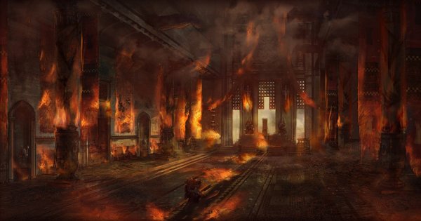 Горящий город арт