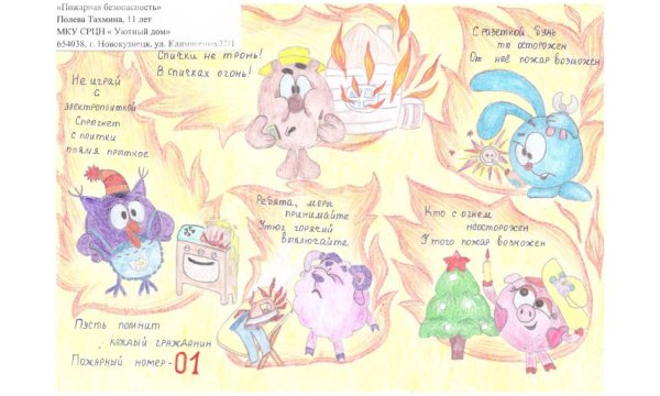 Рисунок пожарная безопасность Смешарики