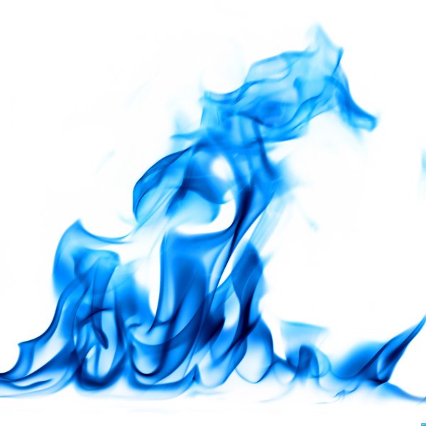 Синий огонь на белом фоне