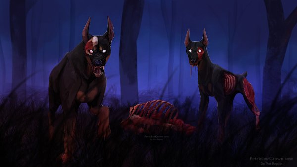 Цербер Доберман арт