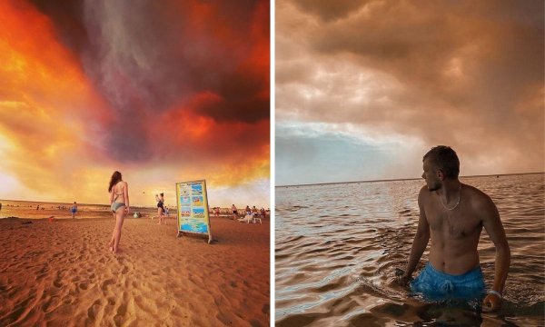 Туристы на фоне пожаров Турция